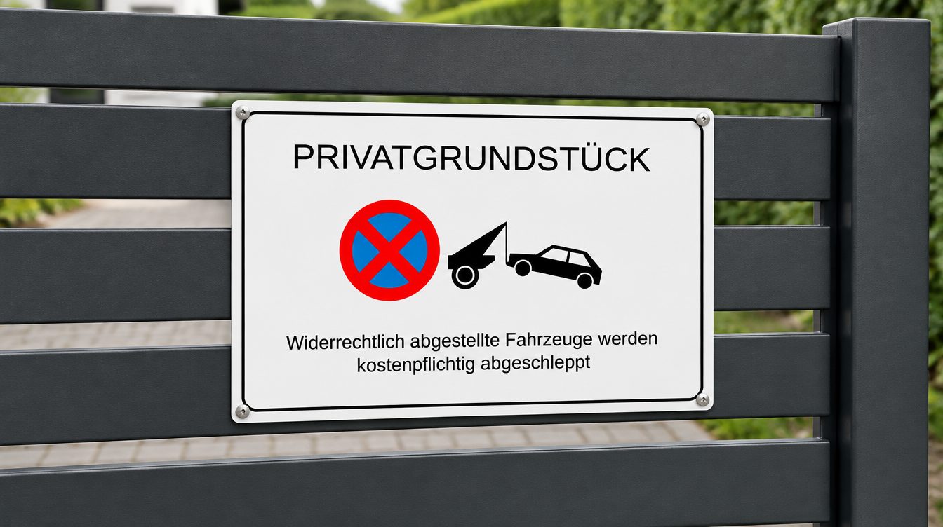 Alu-Dibond Schild 4 mm „Privatgrundstück“ an einem Hoftor
