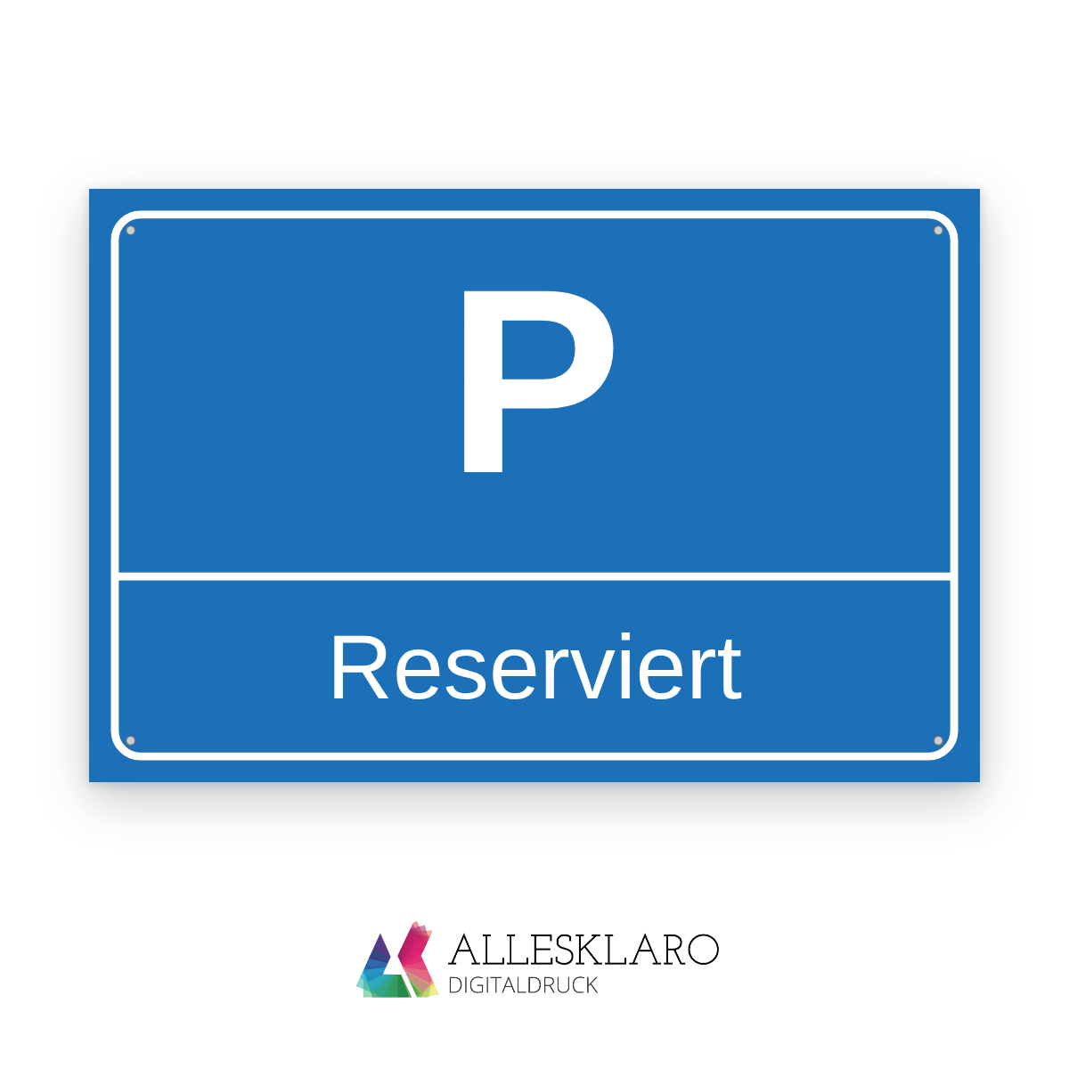 Parkplatzschild blau mit Wunschtext